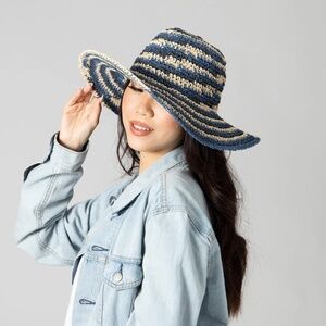 NWT Anthropologie Blue Space Dye Straw Bucket Hat Anthropologie Hats for Women for sale | eBay main image 4